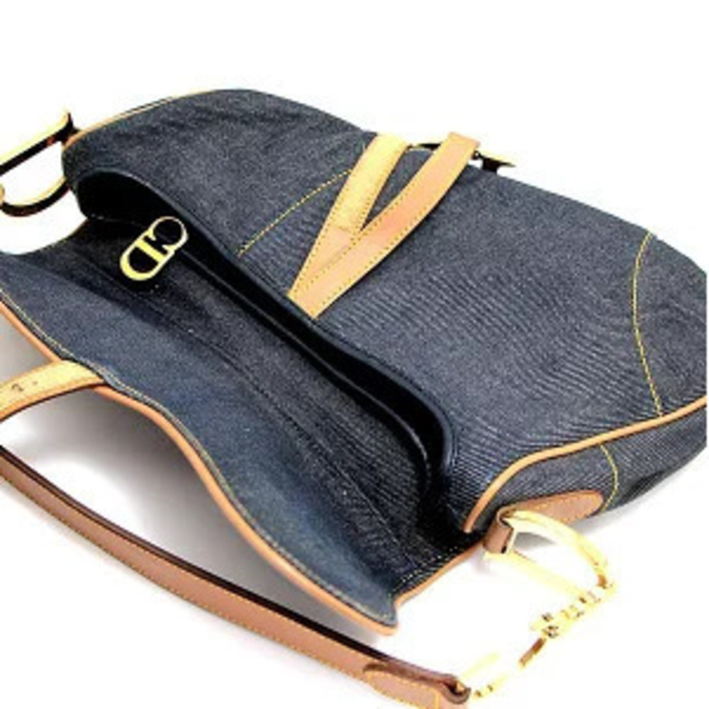 Christian Dior Saddle Bag One Shoulder Hobo Denim Indigo Blue - Picture 5 of 6